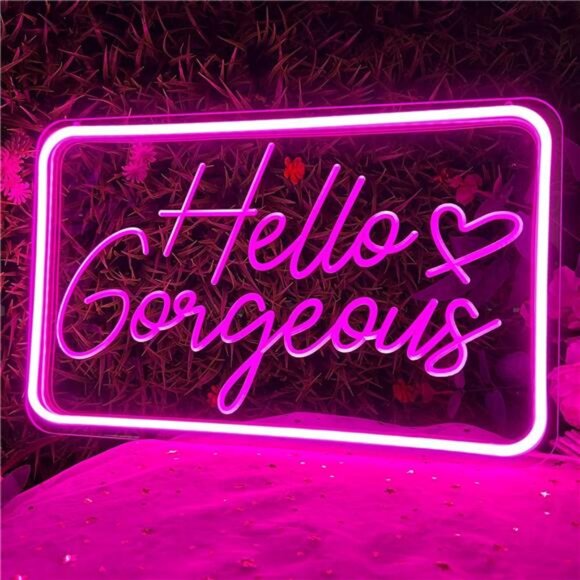 Hello Gorgeous Neon Sign Beautiful LED Neon Lights Party Decoration 16X10